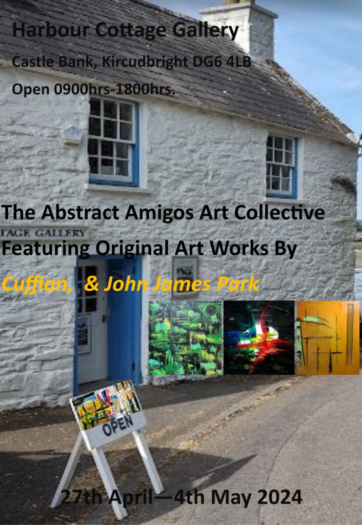 Poster showing the Harbour Cottage Gallery with information about an exhibition