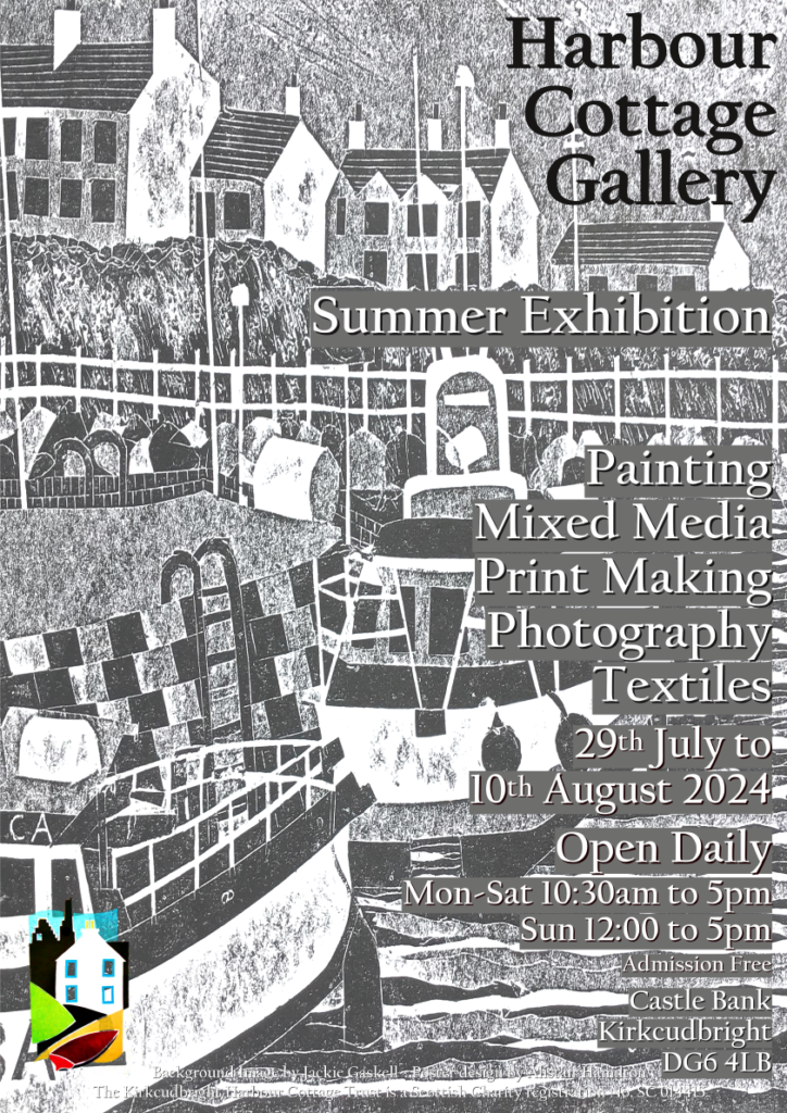 Monochrome exhibition poster based on a print by Jackie Gaskell